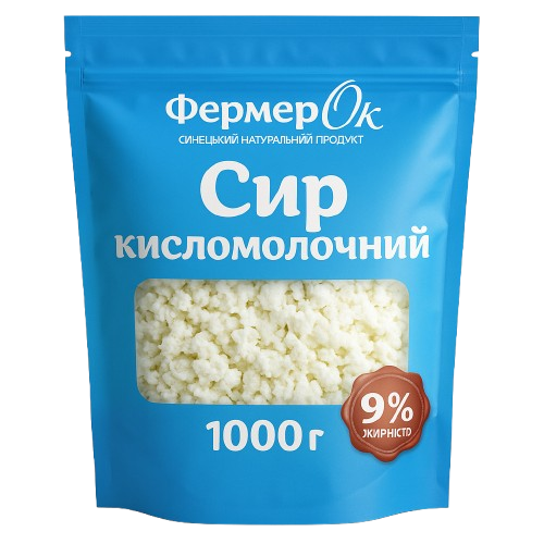 Сир кисломолочний 9% (1 кг) TM ФермерОк
